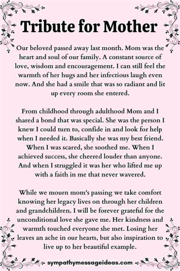 A Touching Tribute To Her Life And Legacy